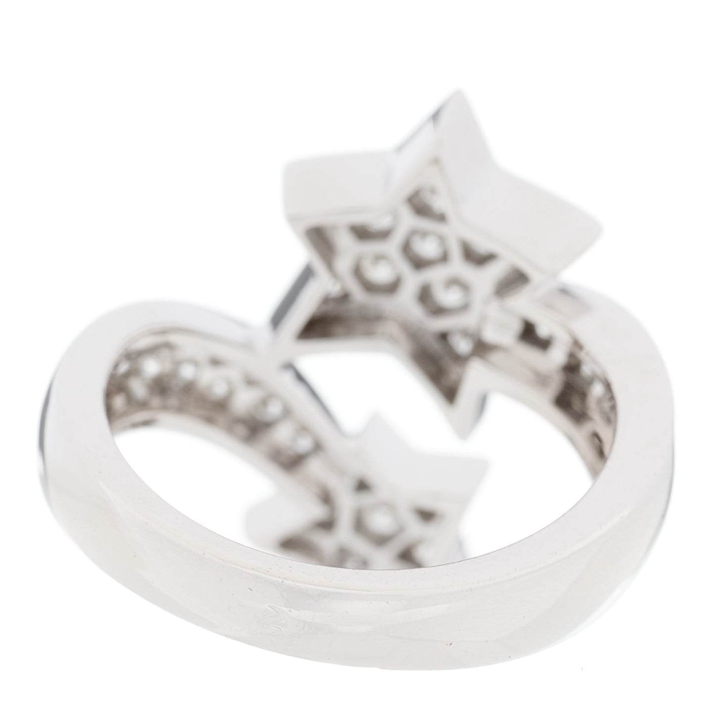 18K White Gold Diamond Comete Geode Ring 52 6
