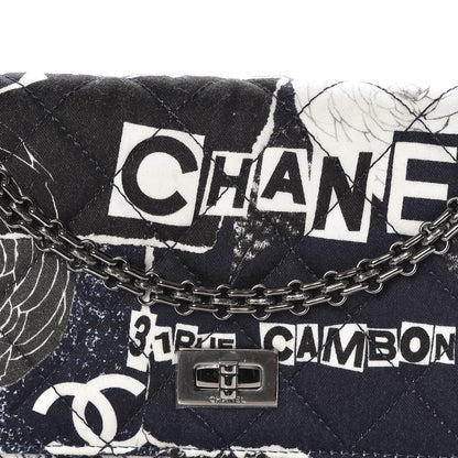 Chanel Canvas Printed Quilted 2.55 Reissue Wallet On Chain WOC White Black Navy Blue 11 of 14