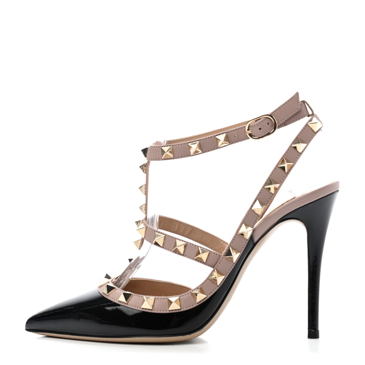 Valentino Garavani Patent Nappa Rockstud Ankle Strap 100mm Pumps 36 Black Poudre 1 of 4