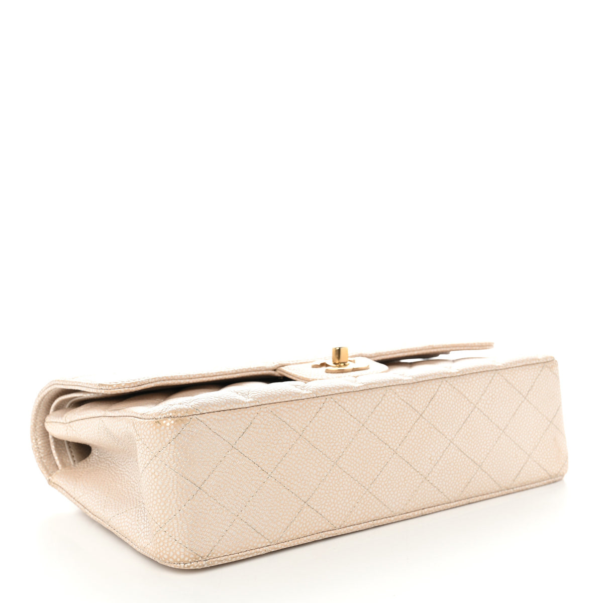 Chanel Pearly Caviar Quilted Medium Double Flap Light Beige 4 of 17