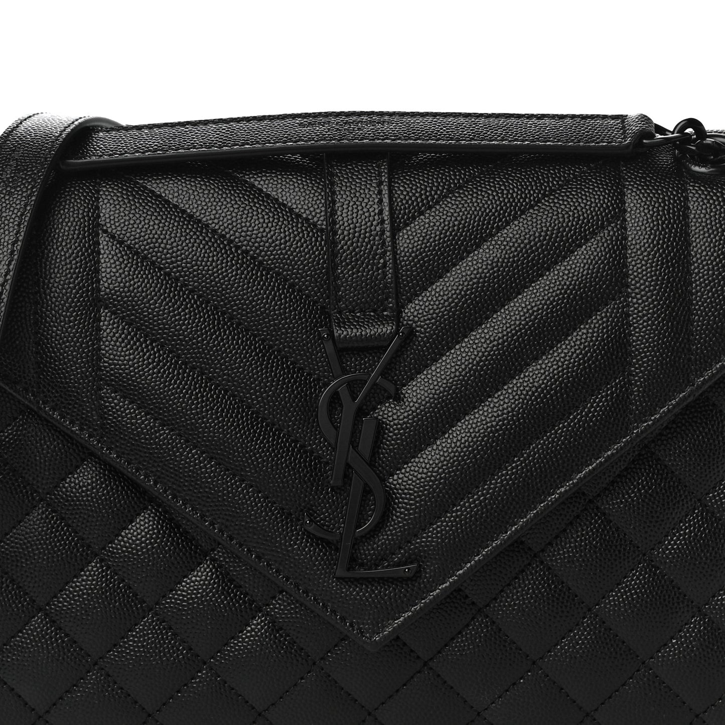 Grain De Poudre Textured Mixed Matelasse Triquilt Medium Monogram Satchel Black