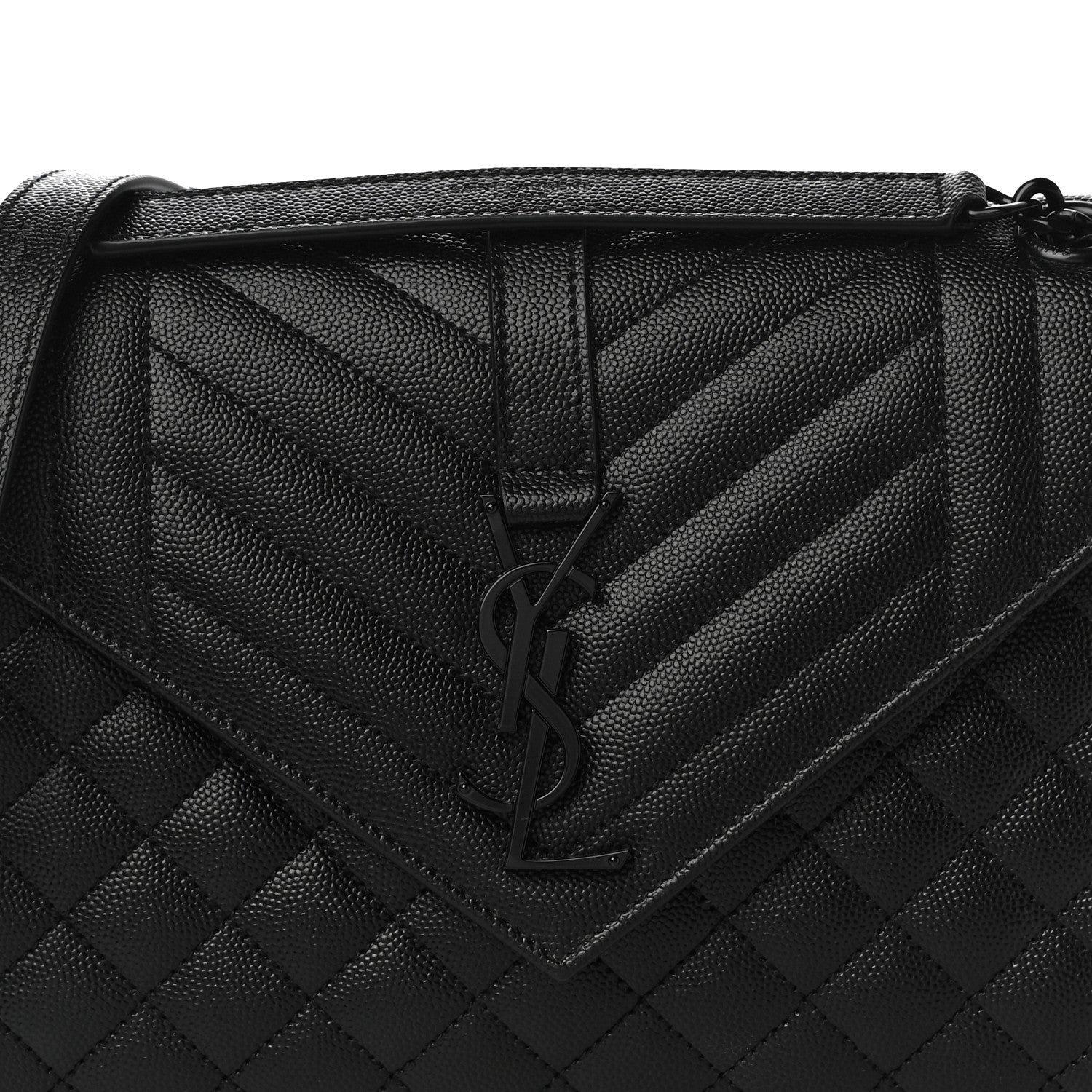 Saint Laurent Grain De Poudre Textured Mixed Matelasse Triquilt Medium Monogram Satchel Black 8 of 10