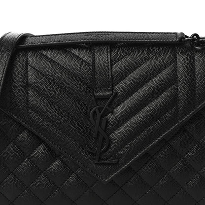 Saint Laurent Grain De Poudre Textured Mixed Matelasse Triquilt Medium Monogram Satchel Black 8 of 10