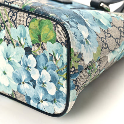 Gucci GG Supreme Monogram Blooms Small Zippered Tote Blue 9 of 11