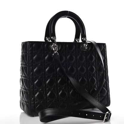 Christian Dior Lambskin Cannage Large Lady Dior Black 3 of 9