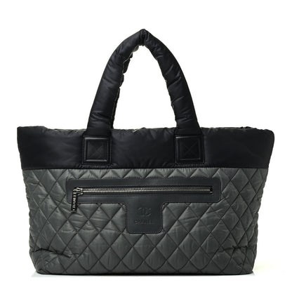 Chanel Nylon Quilted Medium Coco Cocoon Reversible Tote Black Grey 1 of 5