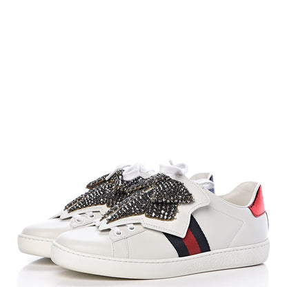 Gucci Calfskin Ayers Web Womens Ace Bow Lace Sneakers 36.5 White 3 of 13