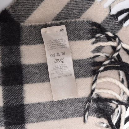 Burberry Cashmere Check Fringe Scarf Ivory 5 of 5