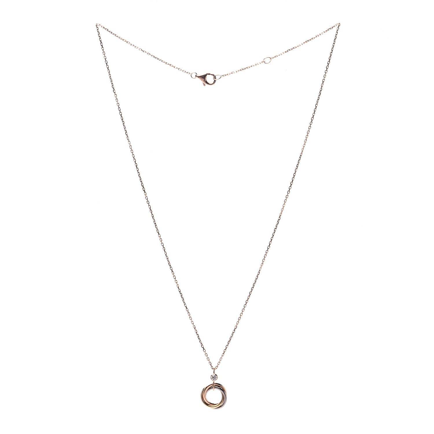 Cartier 18K Pink Yellow White Gold Diamond Trinity Pendant Necklace 3 of 5