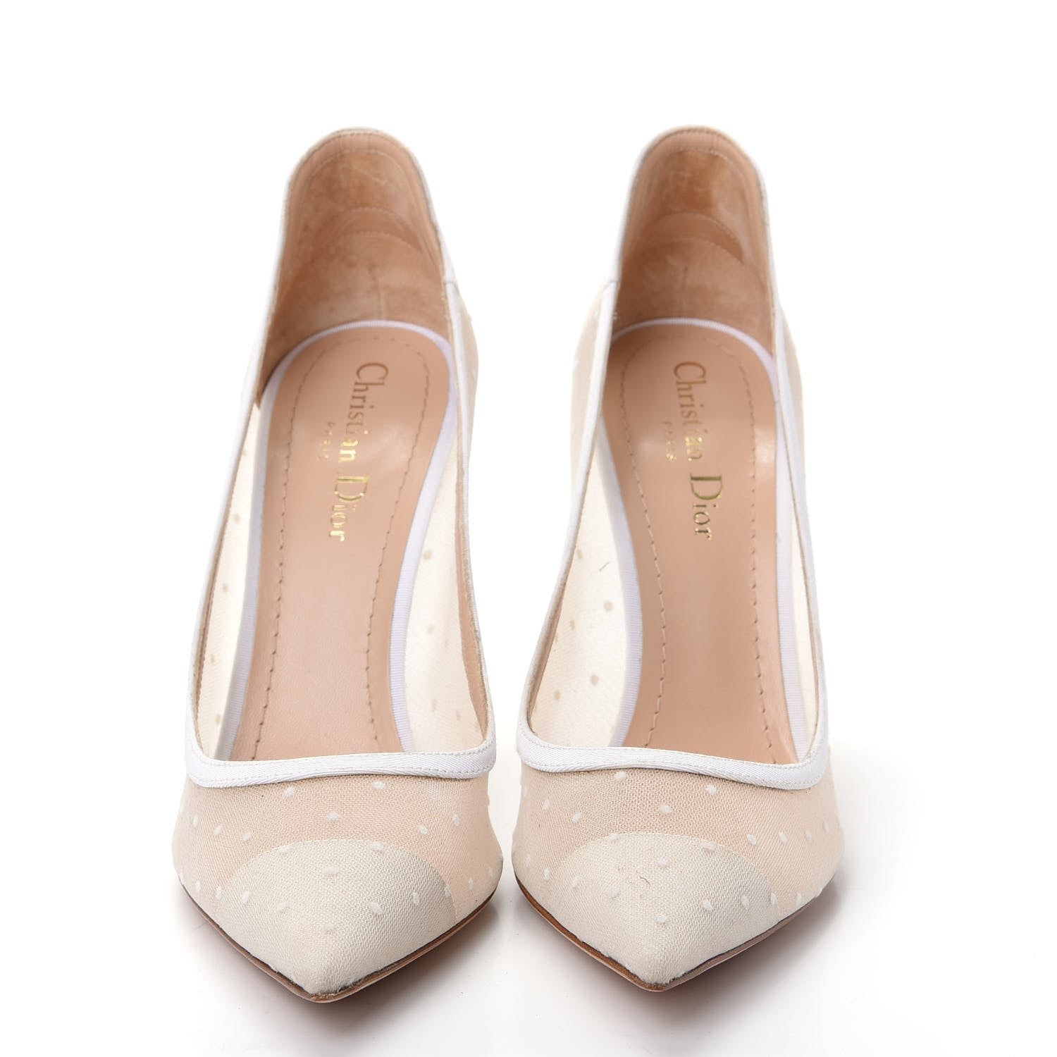 Christian Dior Mesh Plumetis Tulle D-Moi Pumps 39.5 White 2 of 10