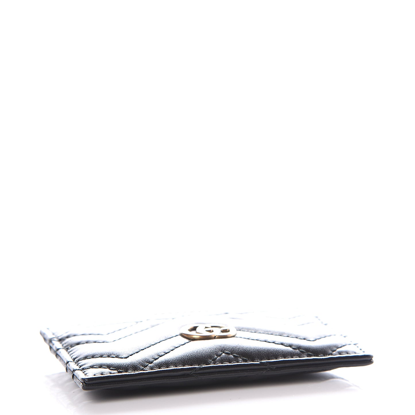 Calfskin Matelasse GG Marmont Card Holder Black
