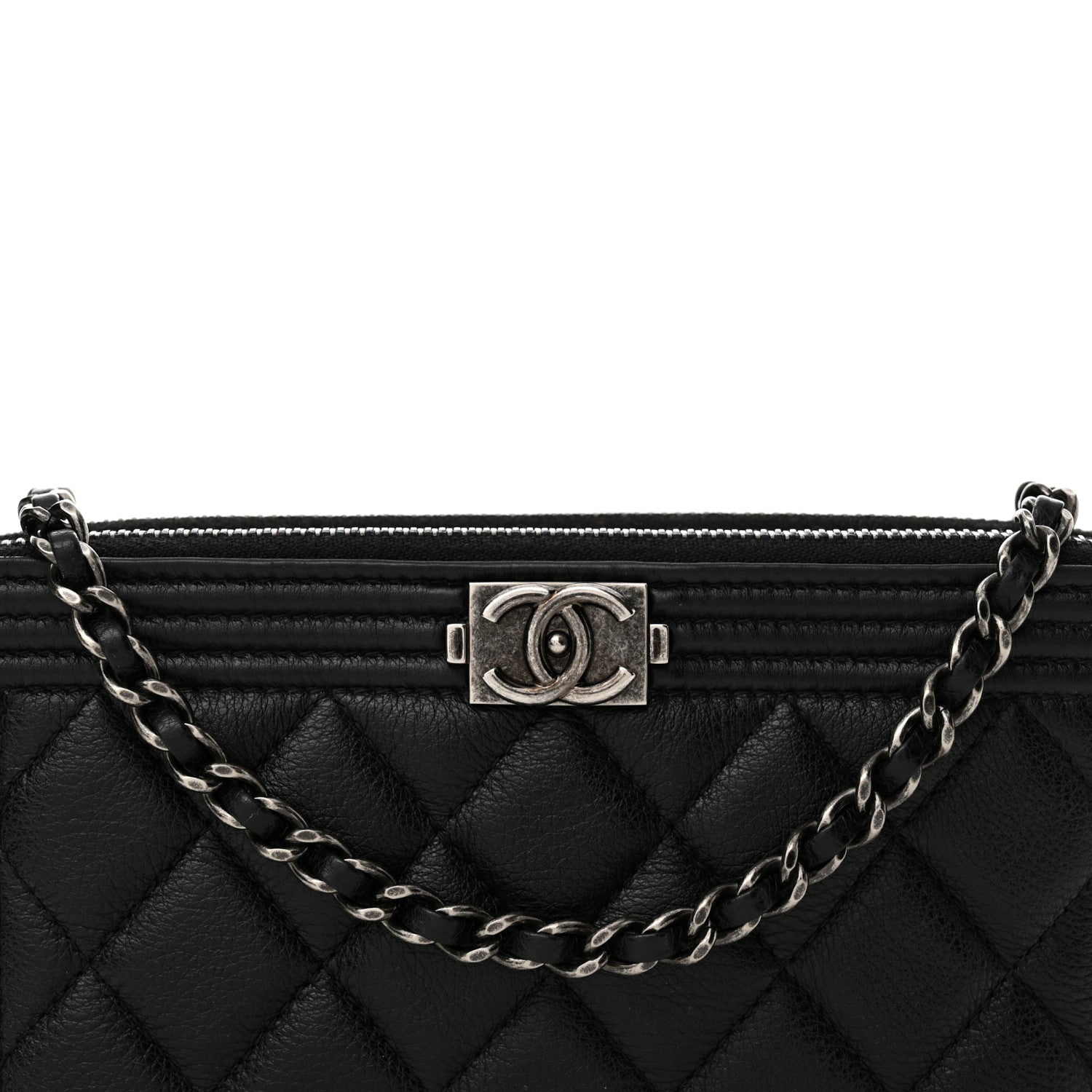 Chanel Calfskin Quilted Small Boy Clutch With Chain Black 10 of 17