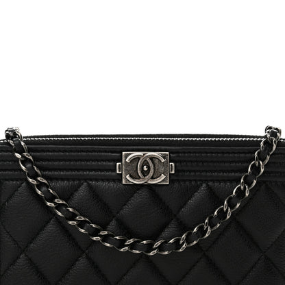 Chanel Calfskin Quilted Small Boy Clutch With Chain Black 10 of 17