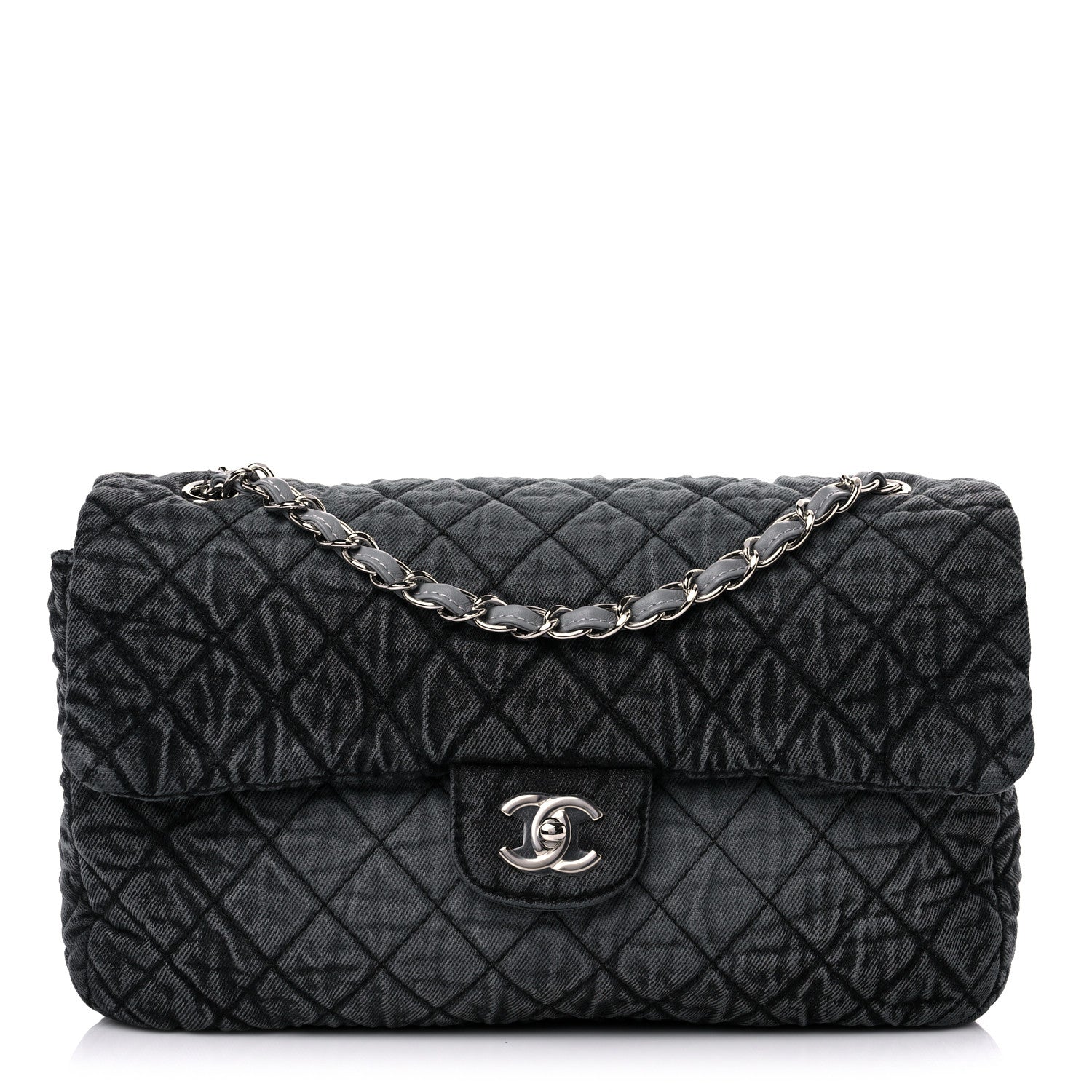 Chanel Denim Quilted Denimpression Flap Grey Black 1 of 10