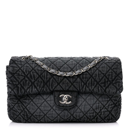 Chanel Denim Quilted Denimpression Flap Grey Black 1 of 10