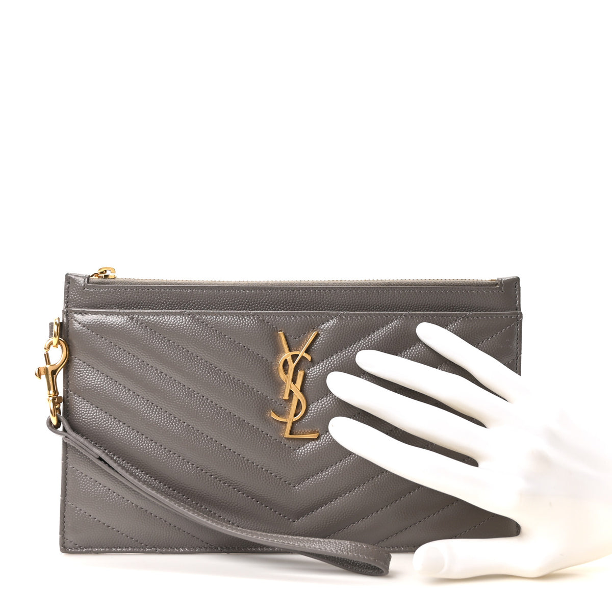 Grain De Poudre Chevron Monogram Large Bill Pouch Fog