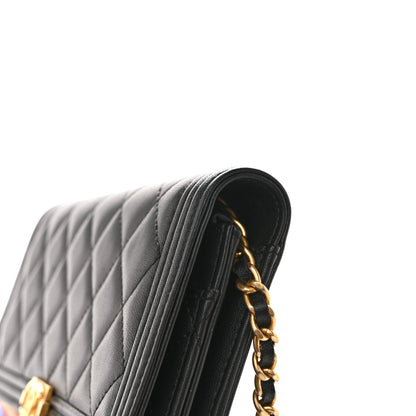 Chanel Lambskin Quilted Boy Wallet On Chain WOC Black 14 of 15