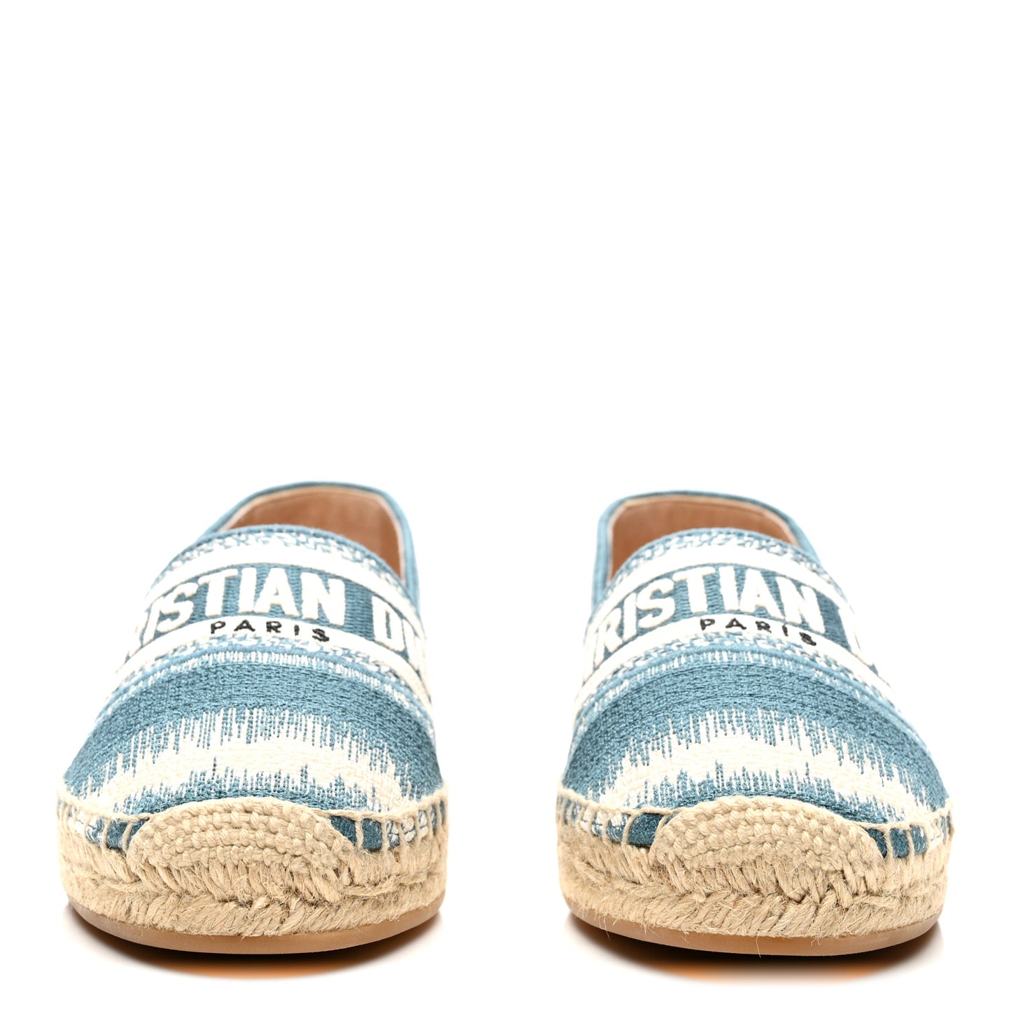 Cotton D-Stripes Embroidered Granville 15mm Espadrilles 37.5 Deep Ocean