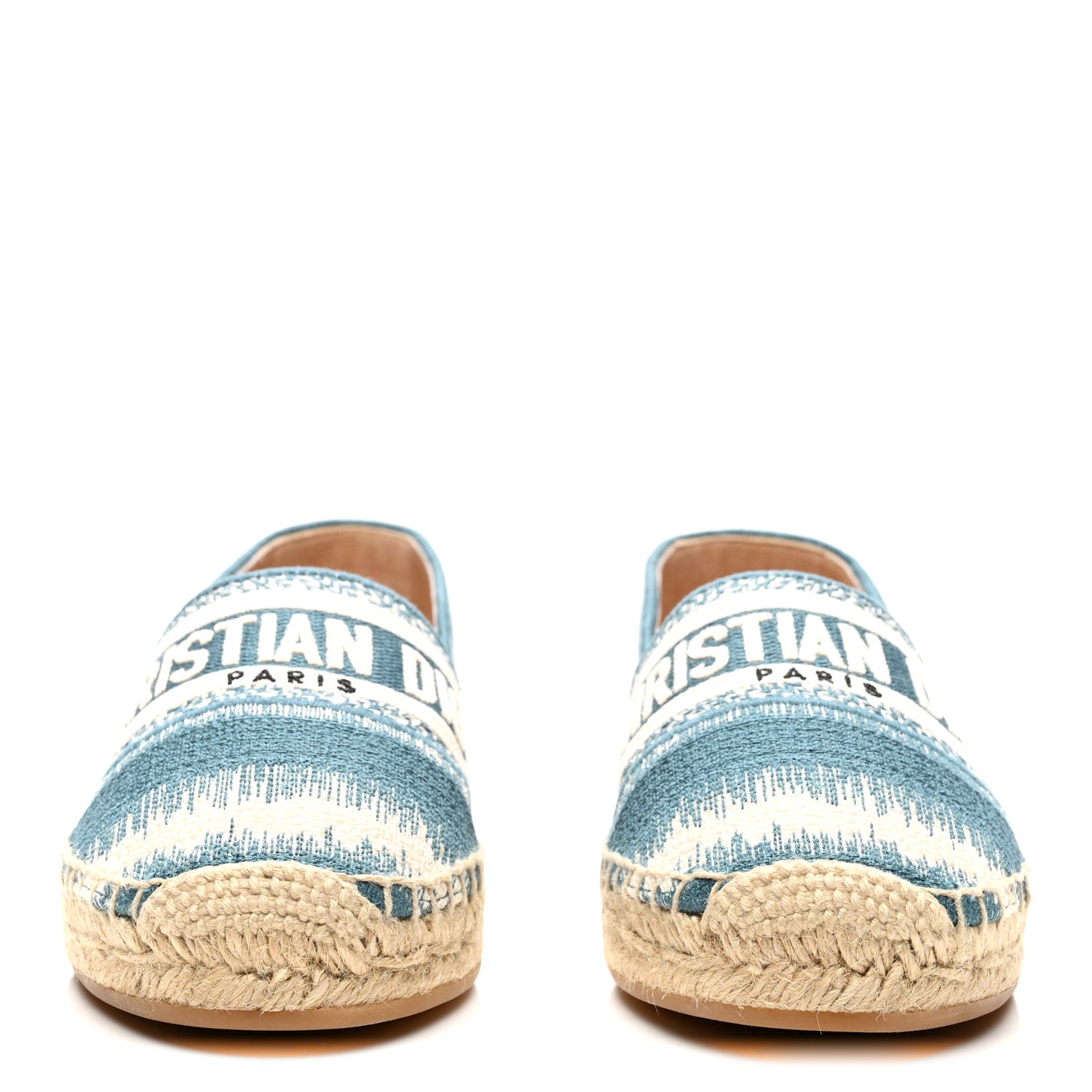 Christian Dior Cotton D-Stripes Embroidered Granville 15mm Espadrilles 37.5 Deep Ocean 2 of 10