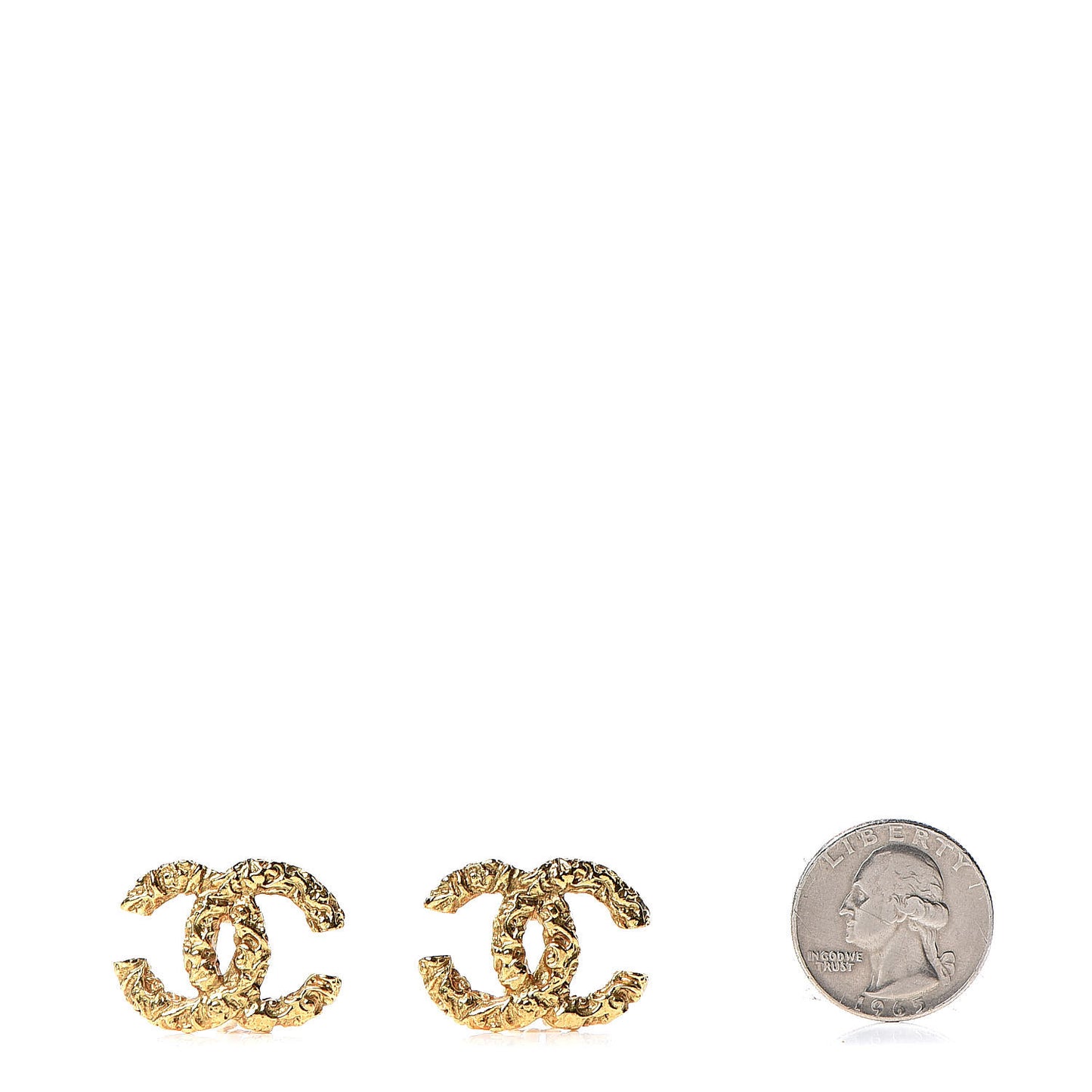 Textured CC Clip On Earrings Gold
