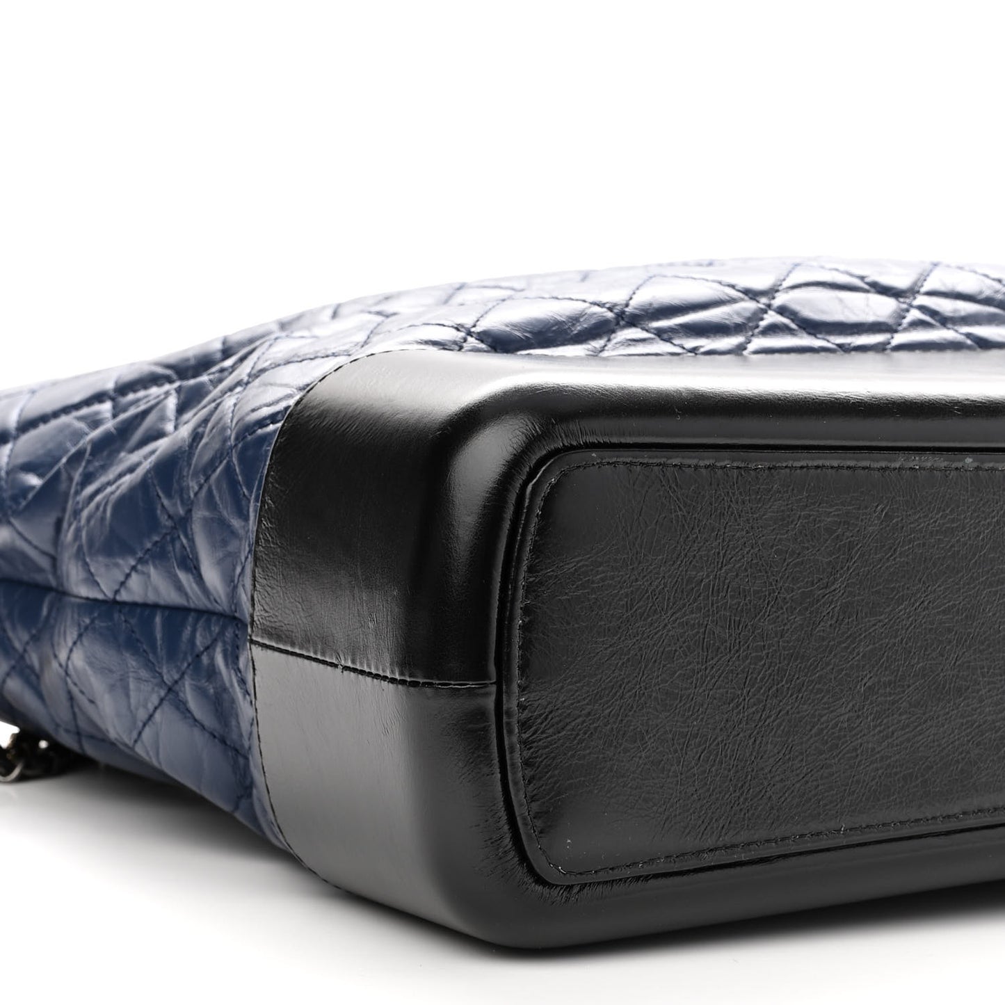 Aged Calfskin Quilted Large Gabrielle Shopping Tote Navy Black