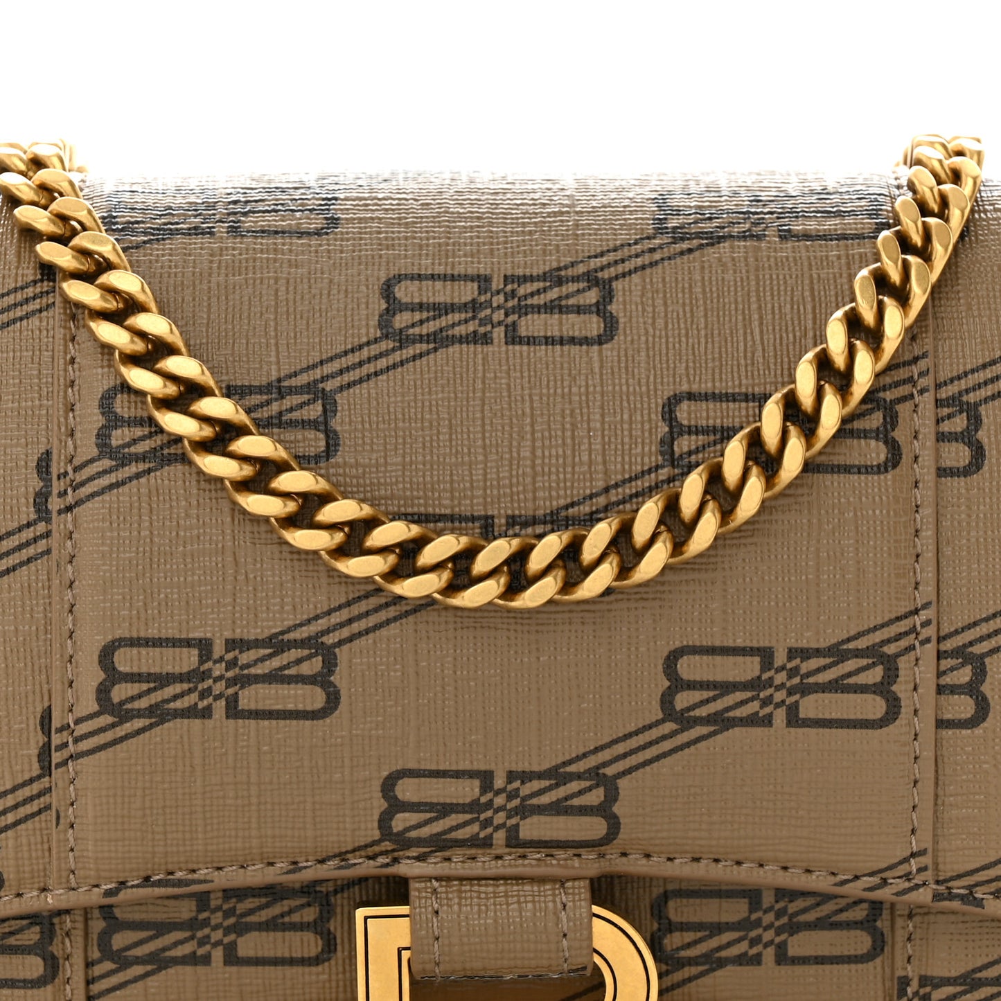 Coated Canvas BB Monogram Hourglass Chain Bag Beige Brown