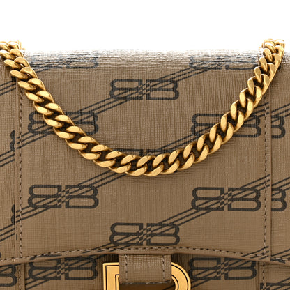 Balenciaga Coated Canvas BB Monogram Hourglass Chain Bag Beige Brown 8 of 13