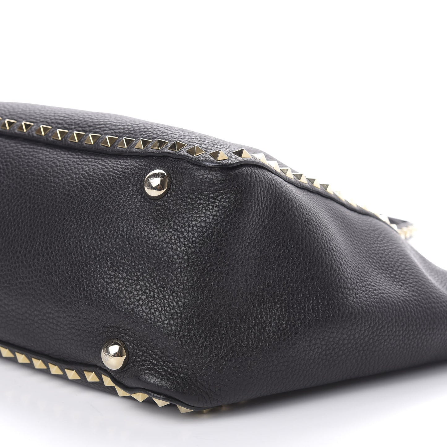 Pebbled Calfskin Medium Rockstud Tote Black
