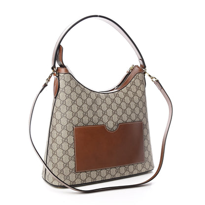 Gucci GG Supreme Monogram Linea A Hobo Brown 3 of 10