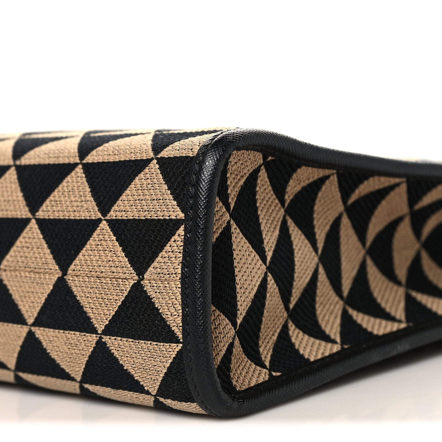 Jacquard Saffiano Triangolo Symbole Embroidered Small Tote Black Corda
