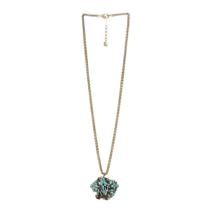 Gucci Metal Crystal Resin Rajah Necklace Gold Blue 2 of 4