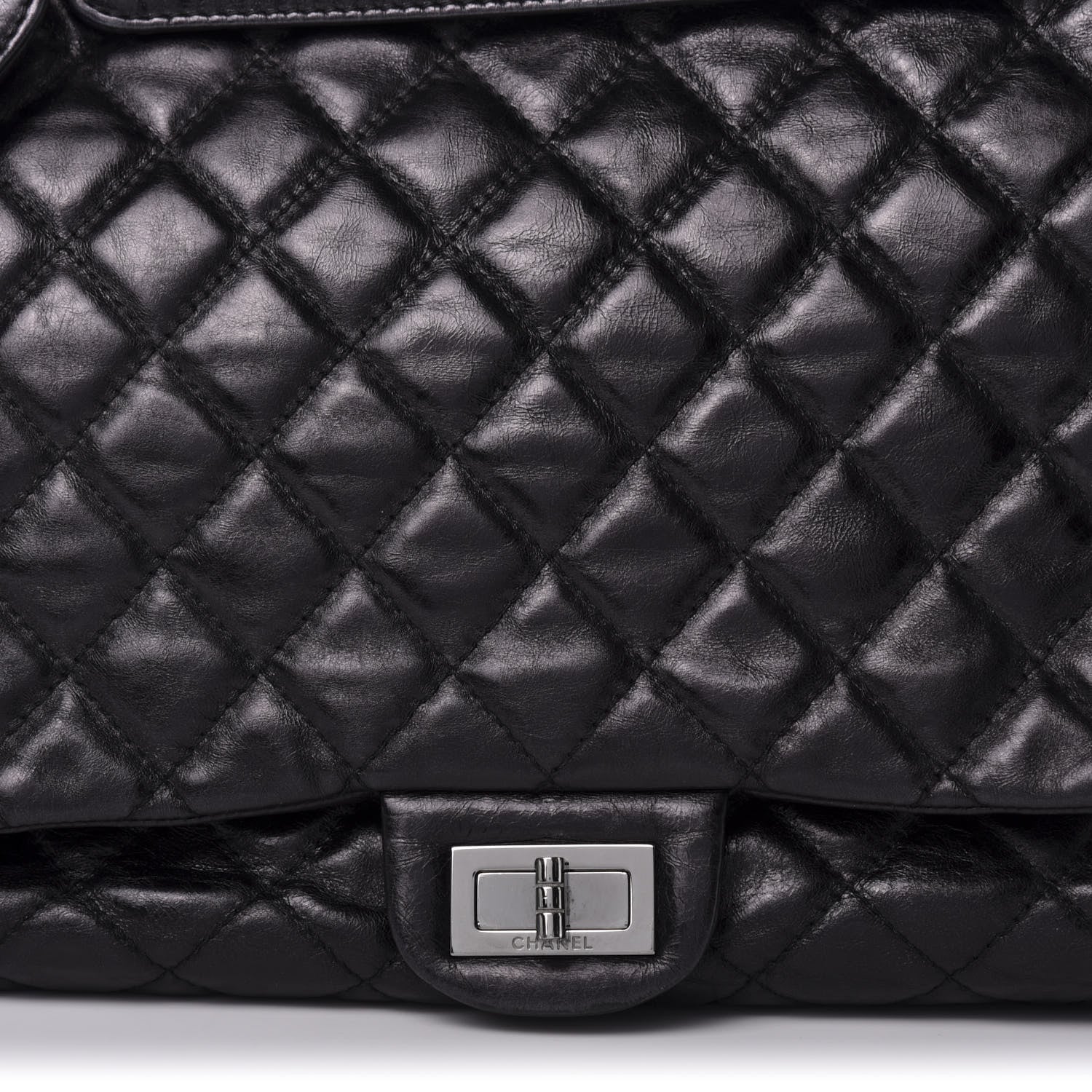 Chanel Metallic Calfskin Quilted XL Accordion Reissue Flap Black 10 of 12
