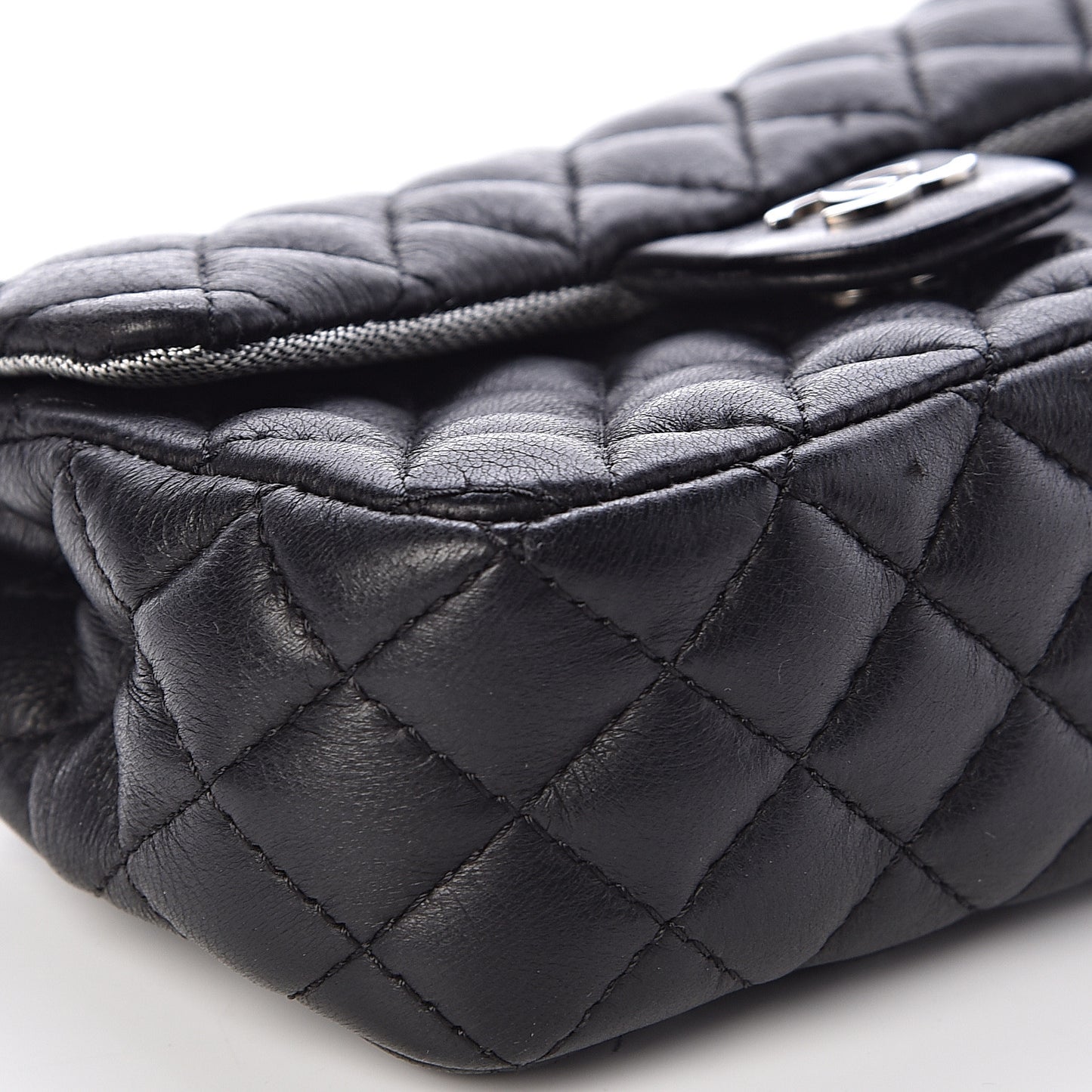 Calfskin Quilted CC Flap Belt Bag Black