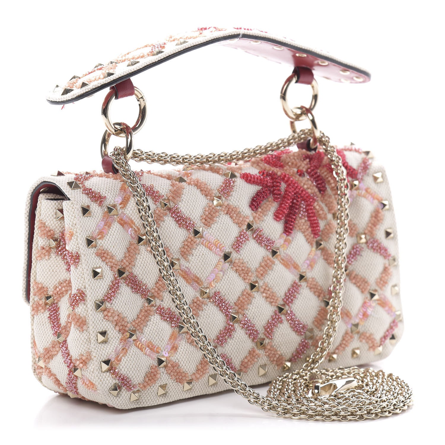 Valentino Garavani Canvas Beaded Small Rockstud Spike Shoulder Bag Multicolor 3 of 11