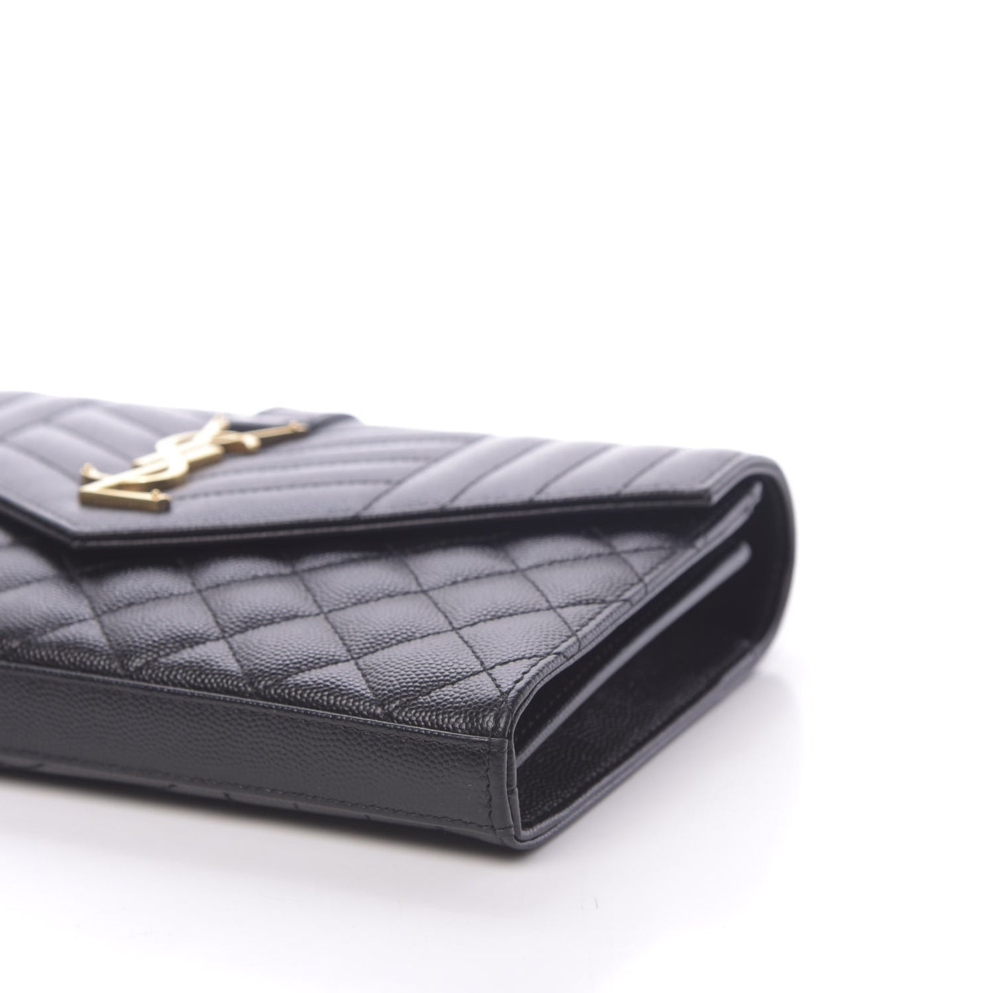 Grain De Poudre Mixed Matelasse Triquilt Monogram Chain Wallet Black