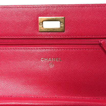 Chanel Caviar Quilted 2.55 Reissue Wallet On Chain WOC Dark Pink 6 of 11
