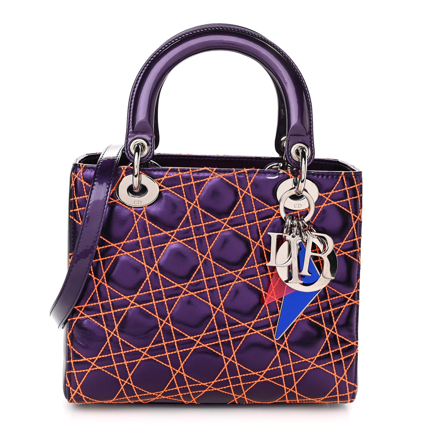 Metallic Lambskin Cannage Medium Anselm Reyle Lady Dior Purple Orange