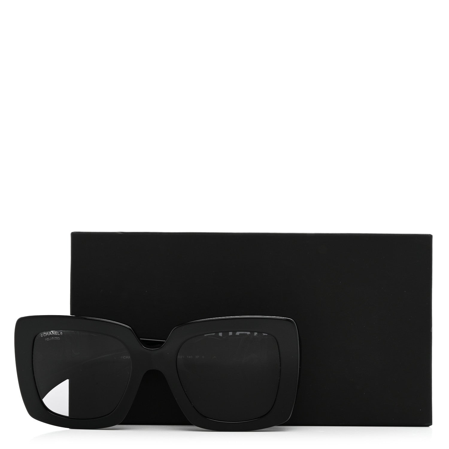 Chanel Acetate Calfskin Polarized Square Sunglasses 5474-Q Black