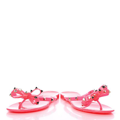 Valentino Garavani PVC Jelly Rockstud Bow Thong Sandals 39 Fuxia Fluo 6 of 11