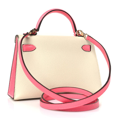 Hermes Epsom Horseshoe Mini Kelly Sellier 20 Craie Rose Azalee 3 of 10