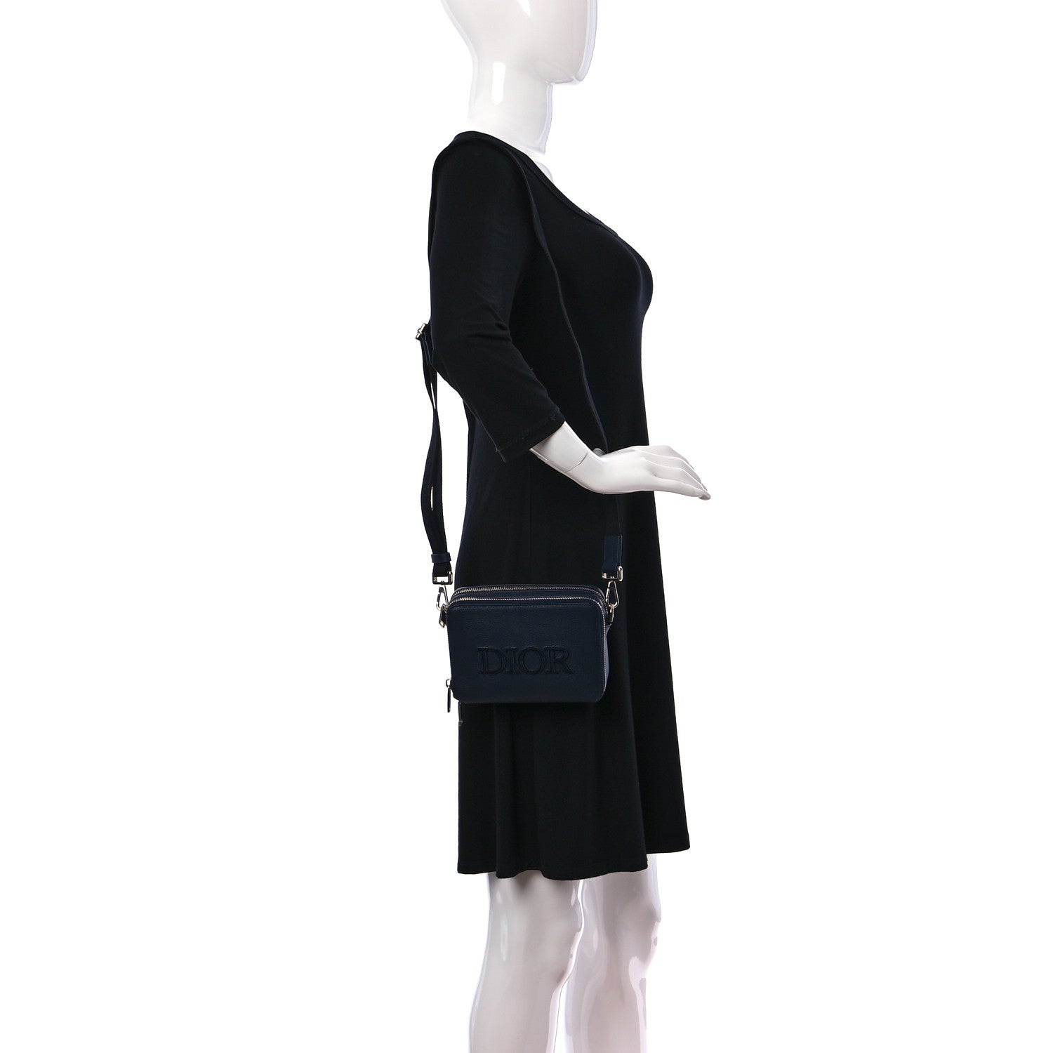 Christian Dior Grained Calfskin Pouch Navy Blue 2 of 9