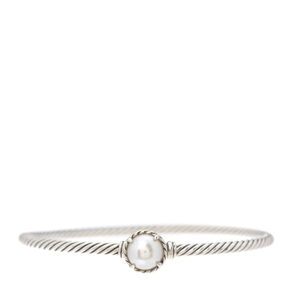 David Yurman Sterling Silver Pearl 3mm Chatelaine Bracelet 1 of 4