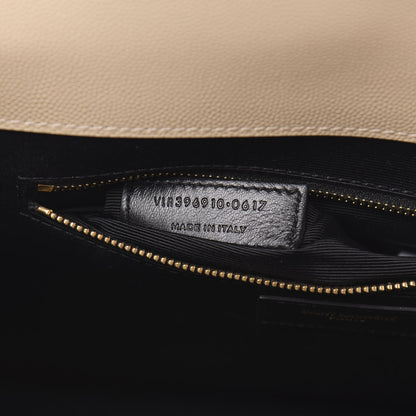 Saint Laurent Grain De Poudre Matelasse Chevron Large Monogram Satchel Nude Powder 7 of 11