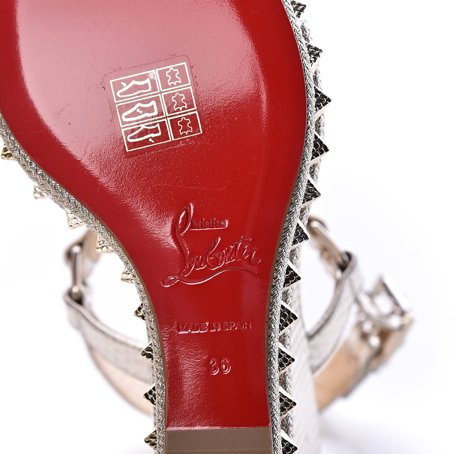 Christian Louboutin Calfskin Cubiste Pyraclou 110 Wedge Sandals 36 Platine 5 of 9