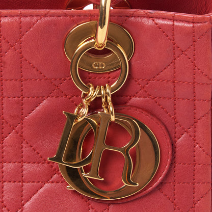 Christian Dior Lambskin Cannage Medium Lady Dior Red 6 of 9