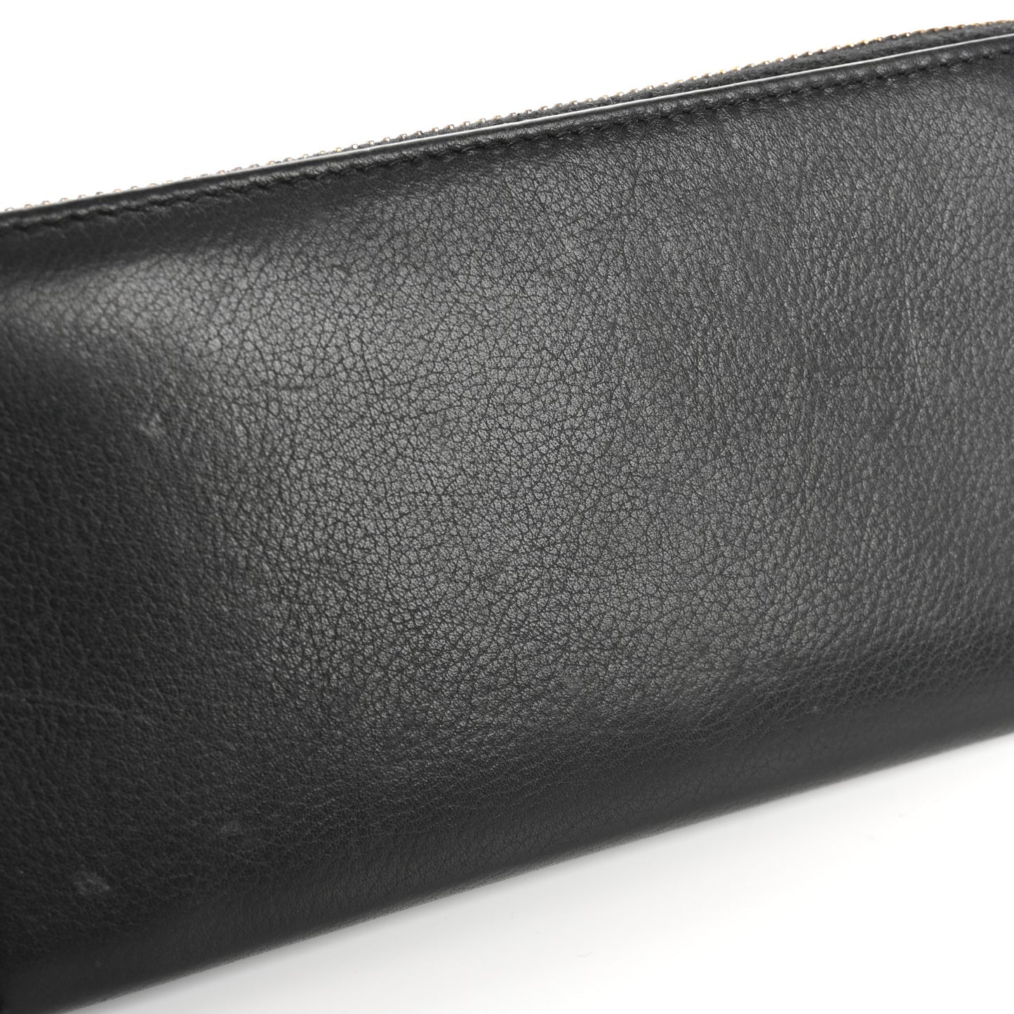 Grained Calfskin Zip Around Wallet Black