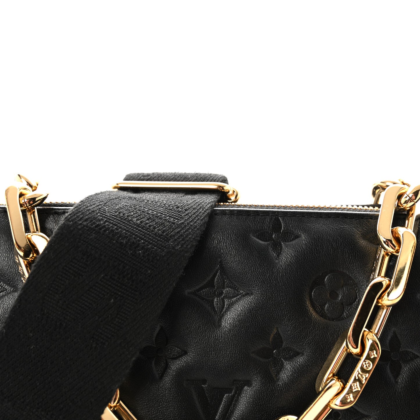 Lambskin Embossed Monogram Coussin PM Black