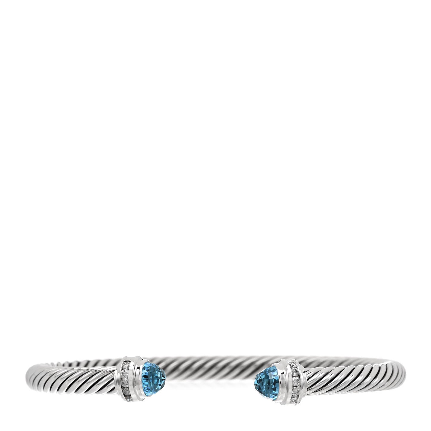 Sterling Silver Diamond Blue Topaz 5mm Cable Classics Bracelet