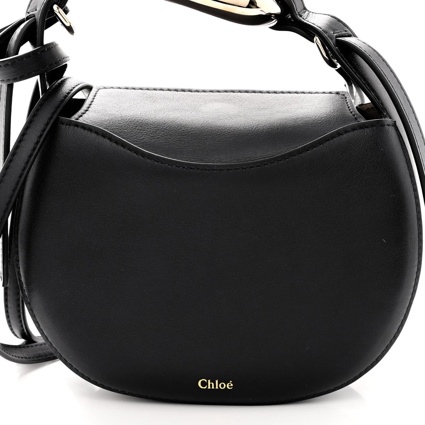 Small Grain Calfskin Kiss Bag Black