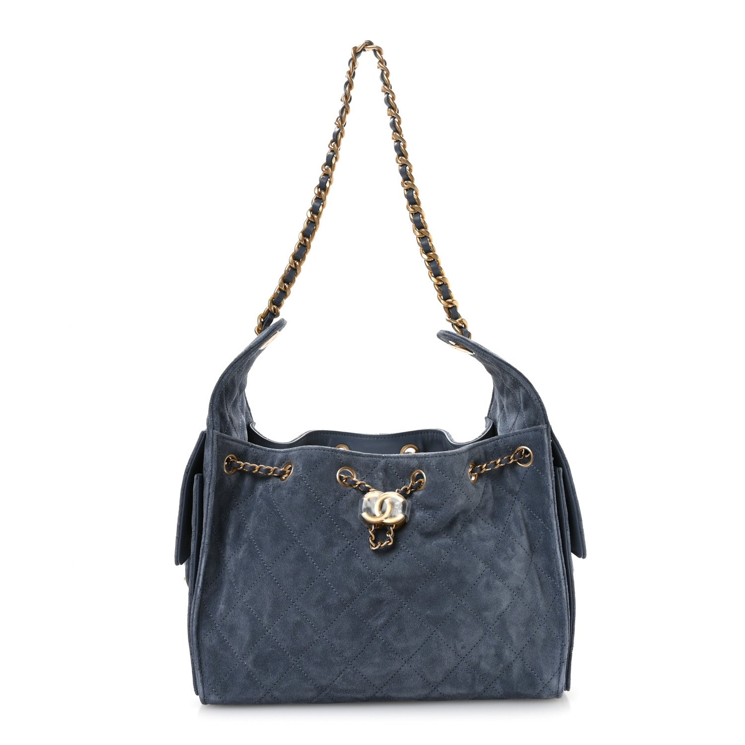 Chanel Suede Quilted Small Chanel 25 Handbag Blue 1 of 11